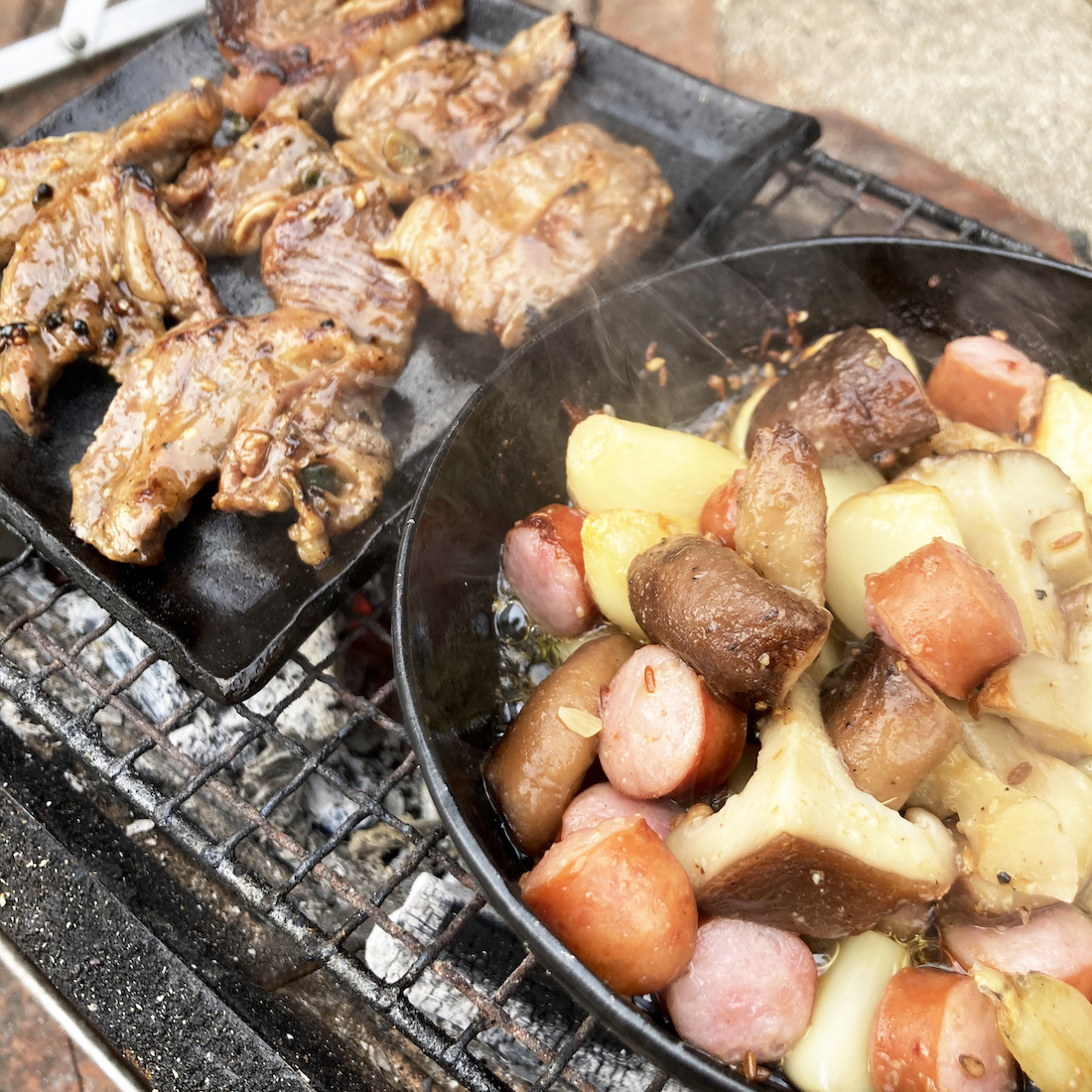 牛カルビとアヒージョ