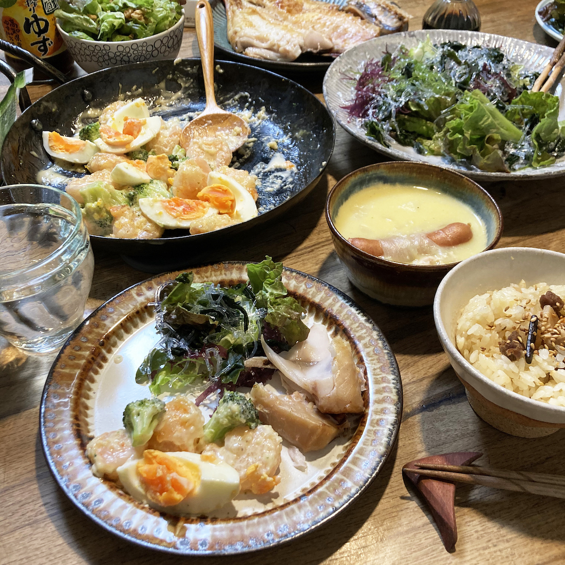 エビ・ブロッコリー・たまごのマヨ炒め