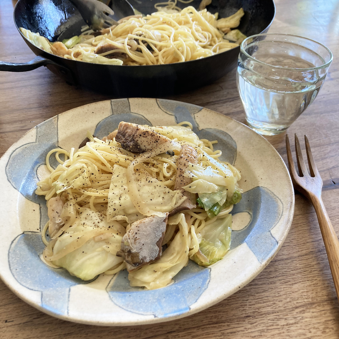 サバとキャベツのパスタ
