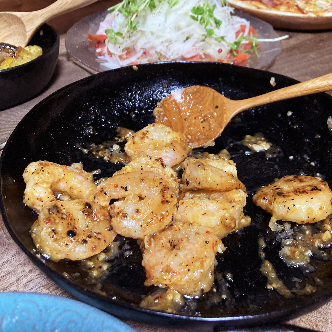 ガーリックシュリンプも焦げつかない！