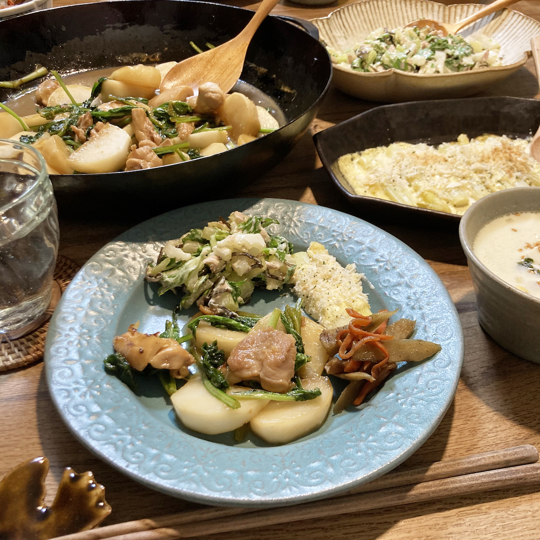 カブとチキンの甘辛炒め