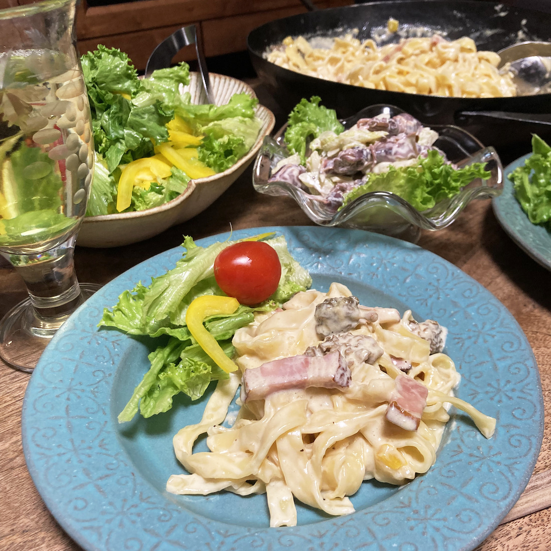 アミガサダケのクリームソースフェットチーネ