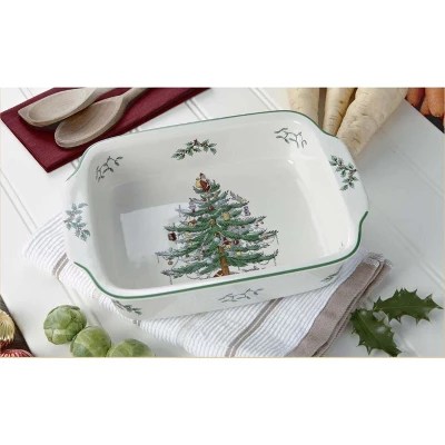 Christmas Tree Rectangular Handled Dish Spode - Premium Vintage Design Gallery - 4K
