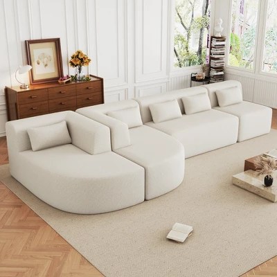 87 4 L Shape Sectional Sleeper Sofa Bed 2 In 1 Pull Out Sofa Couch
