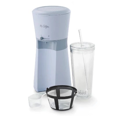 The keurig k50 is a versatile drink machine that can make coffee, tea, and hot chocolate. Mr Coffee Iced Coffee Maker With Reusable Tumbler And Coffee Filter Gray Target