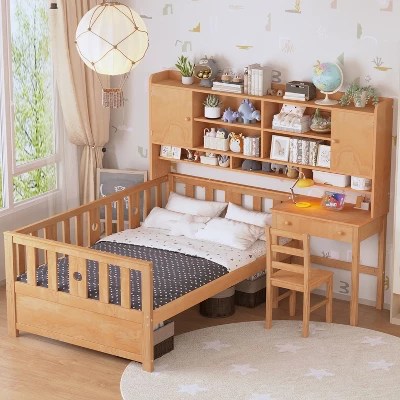 Aoolive Twin Size Platform Bed With Storage Drawer And 2 Shelves - Stunning Colorful Texture - High Resolution