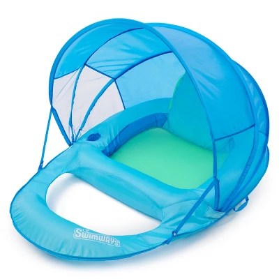 Swimways Spring Float Recliner Pool Lounge Chair With Adjustable Canopy - Download Classic Dark Picture | HD