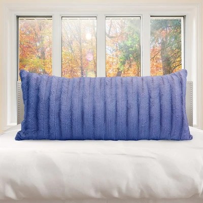 Peri home fringe decorative pillow navy blue