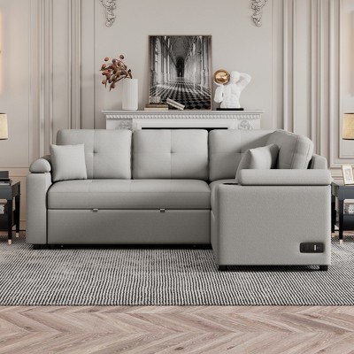 87 4 L Shape Sectional Sleeper Sofa Bed 2 In 1 Pull Out Sofa Couch