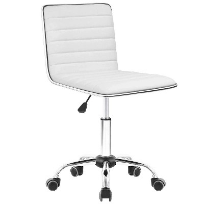 Yaheetech modern faux leather office desk chair white