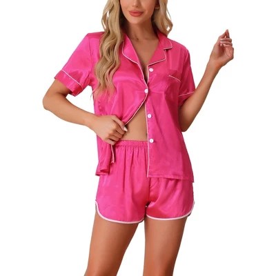 Cheibear Women S Silky Satin Loungewear Button Down Shirt With Shorts - Light Arts - Premium 4K Collection