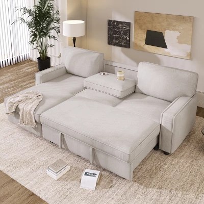 87 4 L Shape Sectional Sleeper Sofa Bed 2 In 1 Pull Out Sofa Couch