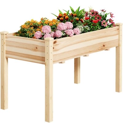 Wooden Rectangular Raised Planter - Gradient Art Collection - Full HD Quality