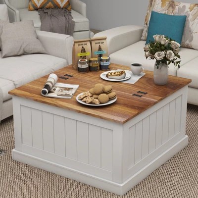 Whizmax coffee table farmhouse coffee table with storage rustic wood