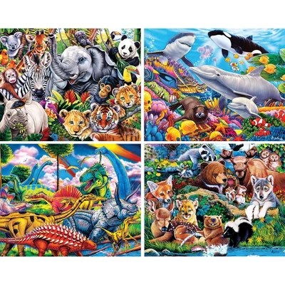 Masterpieces Kids Jigsaw Puzzle Set World Of Animals 4 Pack 100 - Best Sunset Photos in Retina