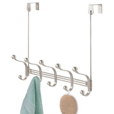 Mdesign closet over door/wall mount 10 hook storage organizer rack, satin