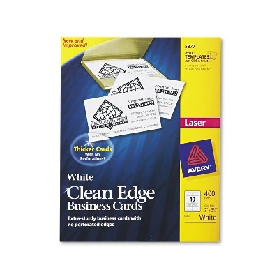 Avery Clean Edge Business Cards Laser 2 X 3 1 2 White 400 Box 5877 Target