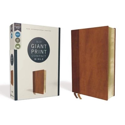 Niv Larger Print Compact Bible Leathersoft Brown Red Letter