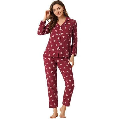 Women S Long Sleeve Heart Print Pajama Set - Modern Ocean Wallpaper - 8K