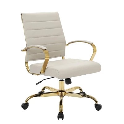 Yaheetech modern faux leather office desk chair white