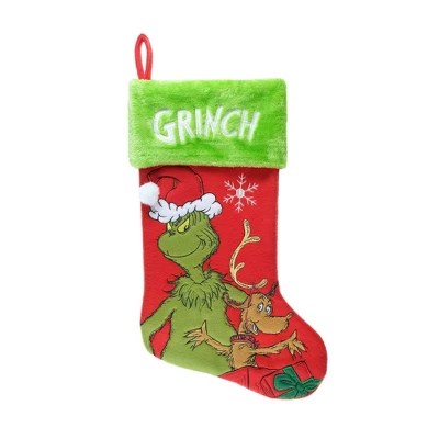 Dr seuss how the grinch stole christmas grinch 24" 3d plush stocking