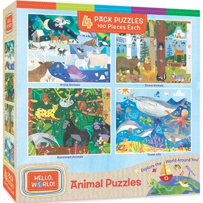 Masterpieces Kids Jigsaw Puzzle Set World Of Animals 4 Pack 100 - Best City Backgrounds in HD