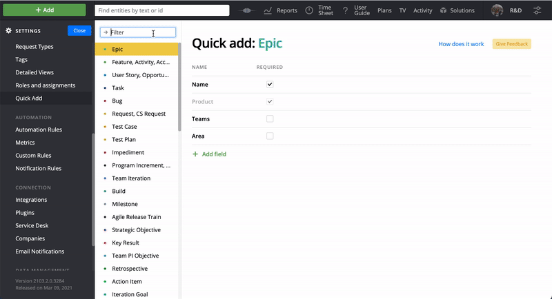 Customize Quick Add Form Targetprocess Enterprise Agility Solution - Colorful Illustrations - Classic Ultra HD Collection