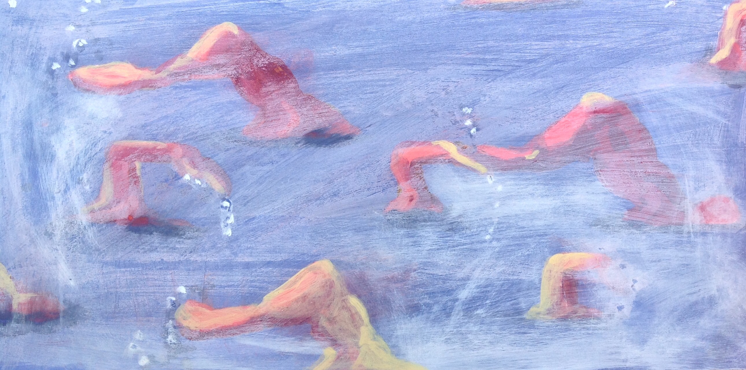 Open swimmers by JBarr. Acrylic and ink on paper. 2010.Private collection.