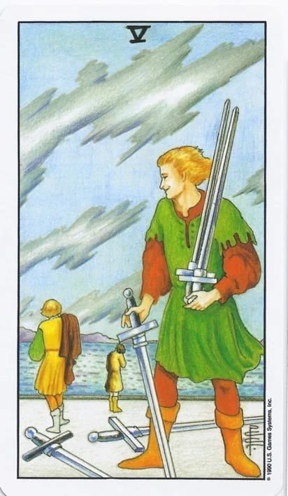 Minor Arcana - 5 of Swords - Rider-Waite-Smith Tarot Card Deck 
