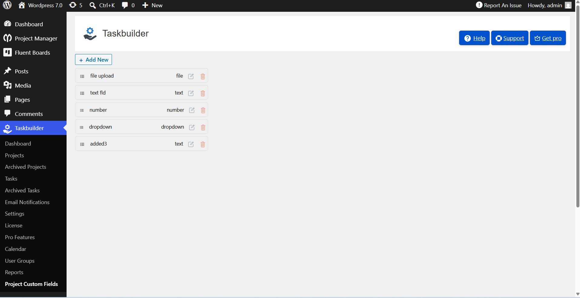 Project custom field