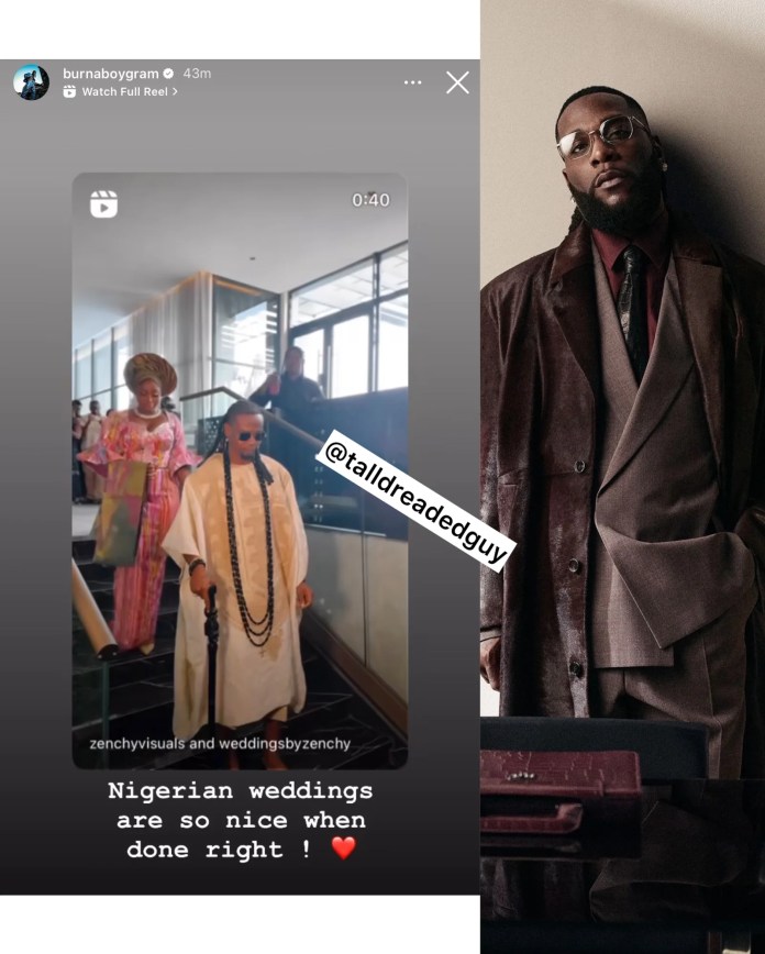 Burna Boy Praises Nigerian Weddings at Yhemolee's Celebration