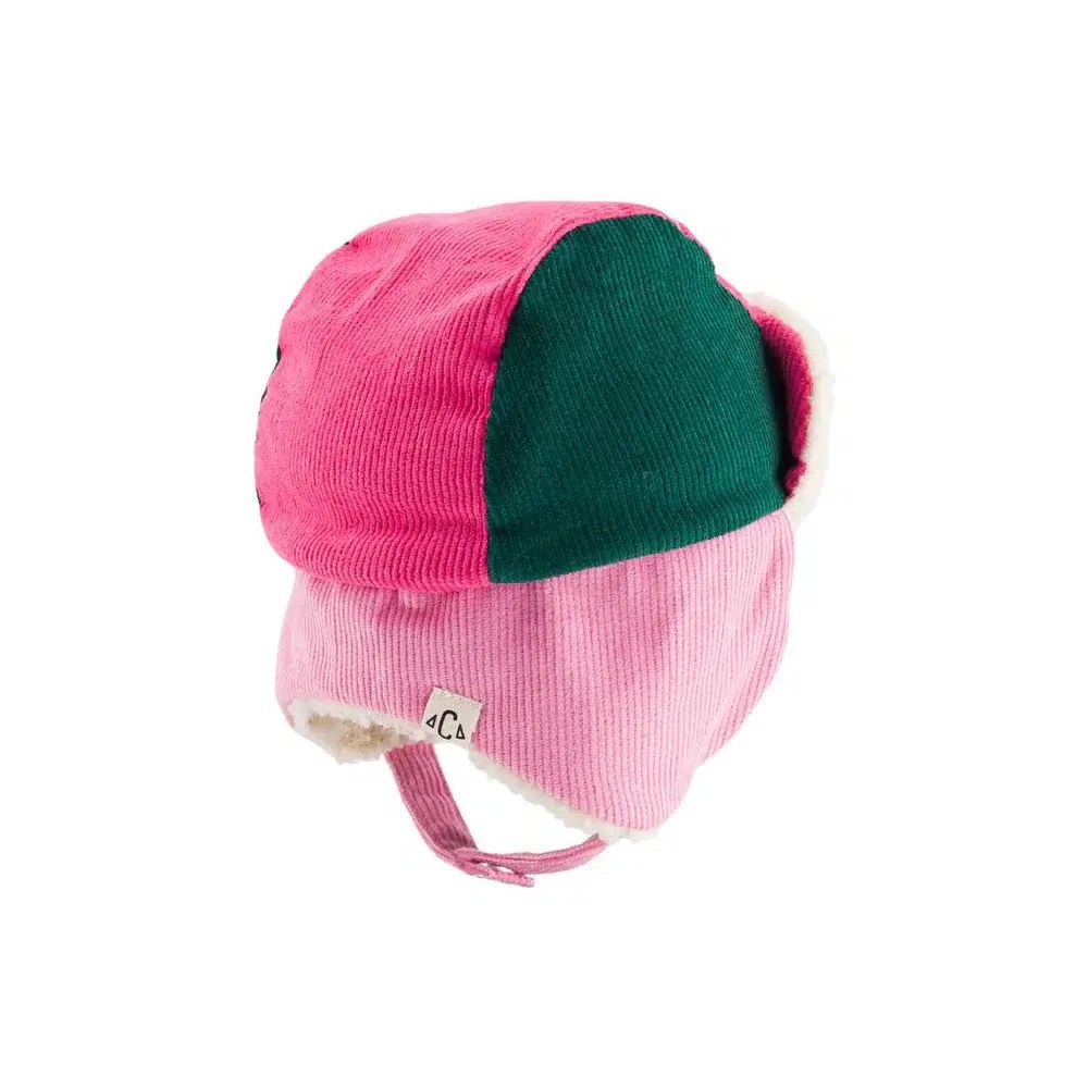 Gorro de Pana para Bebé Forrado en Pelo Sintético Chamaye Tatapañal rosa intenso, verde y rosa caramelo 3