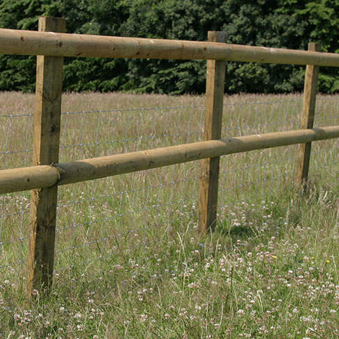 Half round post and rail fencing