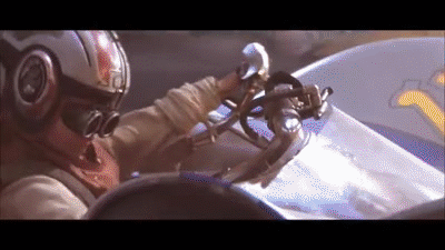 Anakin Skywalker piloting a podracer during the Boonta Eve Classic in Star Wars: Episode 1 - The Phantom Menace.
