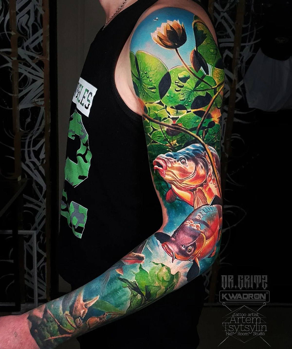 Fishing Sleeve With Carp & Crayfish | Best Tattoo Ideas For Men & Women 1433_x_1200_jpg