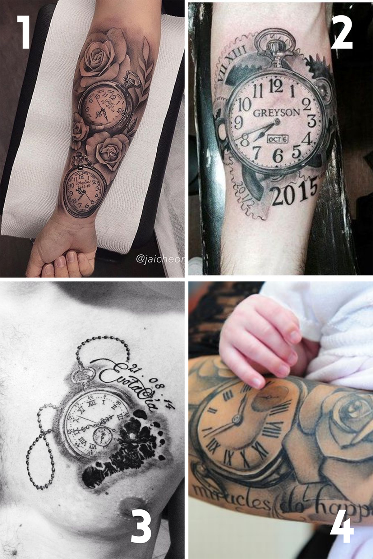 25 Classic Birth Clock Tattoos + Design Inspiration - Tattooglee 1800_x_1200_jpg