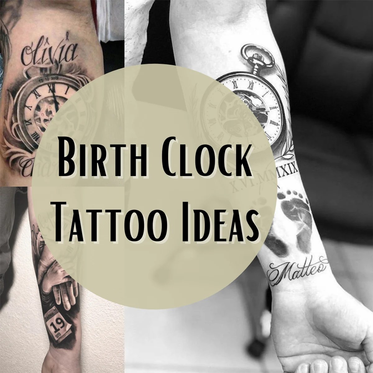 25 Classic Birth Clock Tattoos + Design Inspiration - Tattooglee 1200_x_1200_jpg