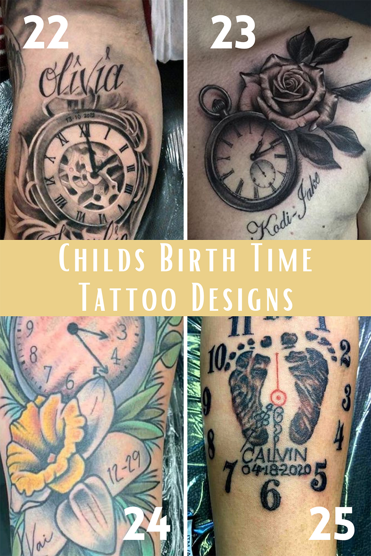 25 Classic Birth Clock Tattoos + Design Inspiration - Tattooglee 1800_x_1200_jpg