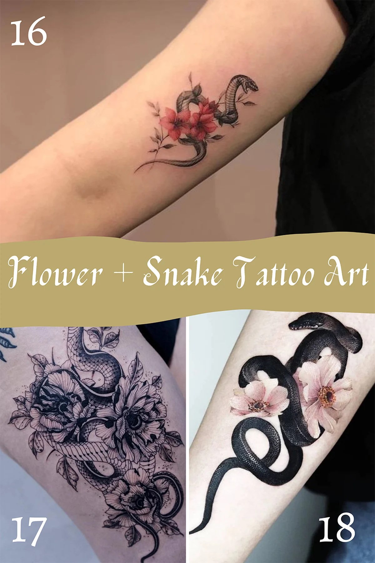 Sexy Snake And Flower Tattoo Ideas - Tattooglee 1800_x_1200_jpg