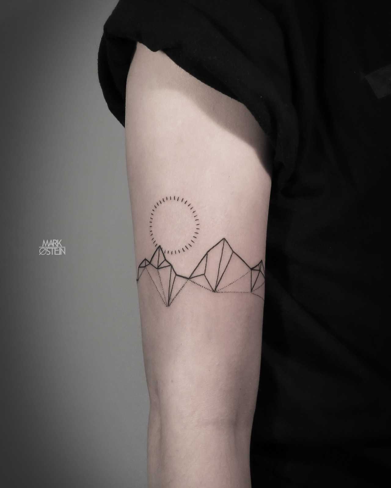 Geometric Mountains And Dotted Sun Tattoo - Tattoogrid.net 1600_x_1280_jpg