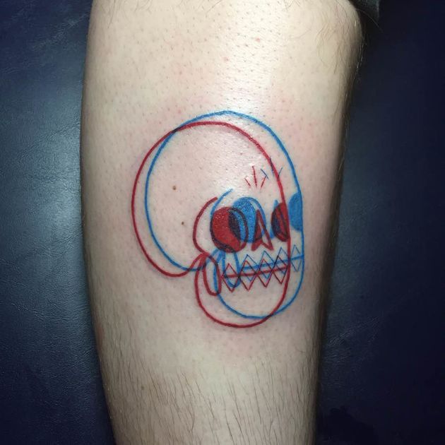 Red & Blue 3-D Line Tattoos Meaning To Amplify The Fun - Tattooswin 630_x_630_jpg