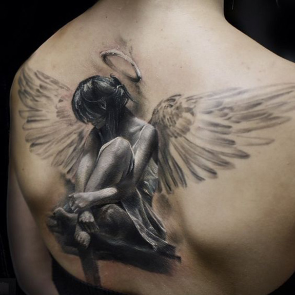 Cobrir uma tatuagem de anjo Tatuagem De Anjo Delicado Na Perna Fotos Tatuagem Tatuagem De Anjo Tatuagem Fotos De Tatuagens