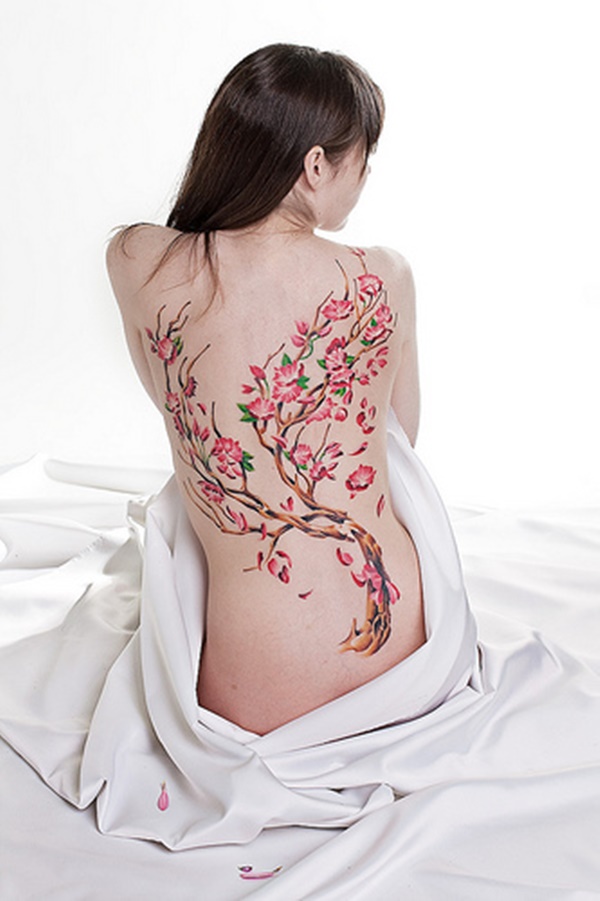 pics Tatuagem Feminina Nas Costas Flor De Cerejeira tatuagens hd