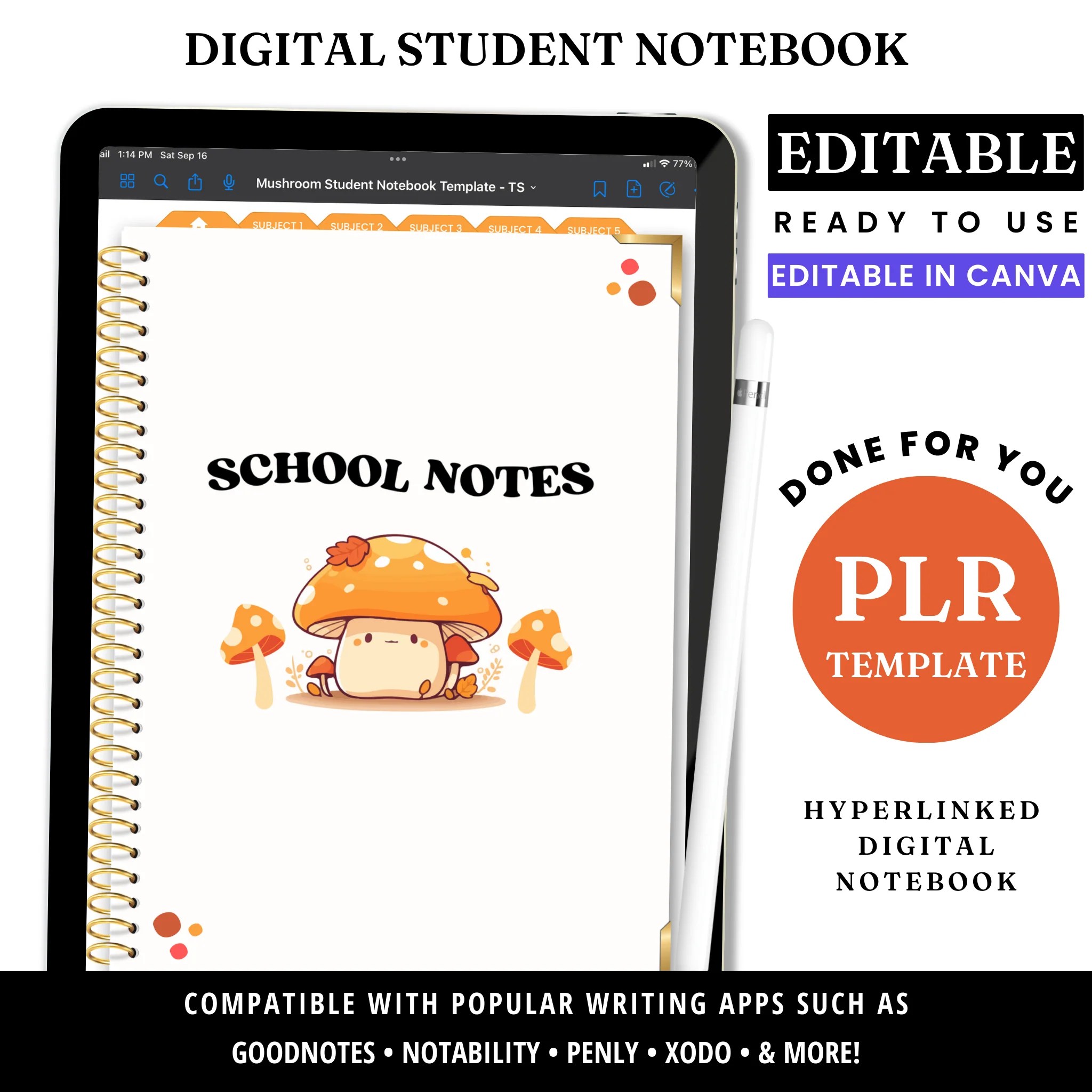 Digital Student Notebook Template Plr Tawana Simone