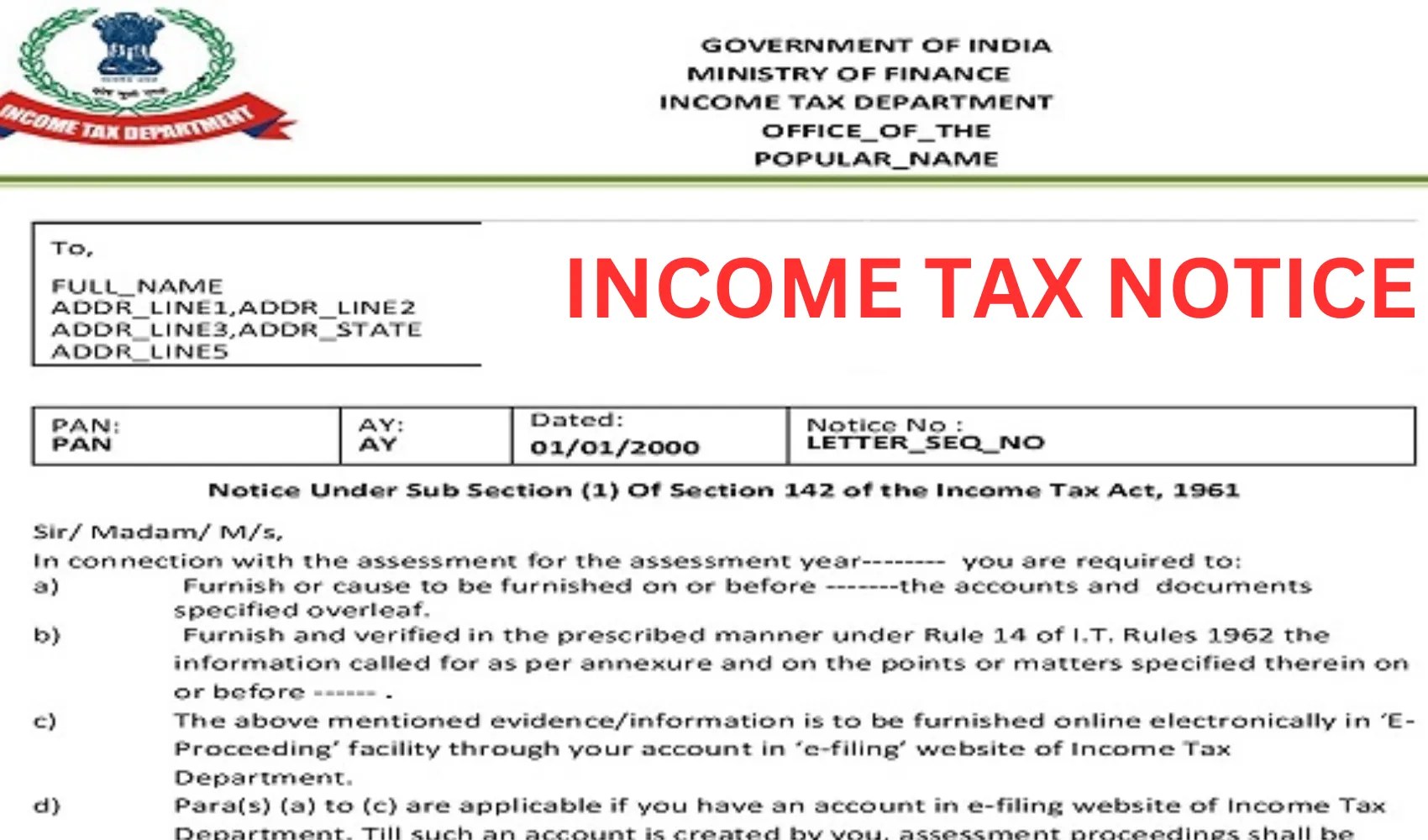 Income Tax Notice to Salaried Employees TAXCONCEPT