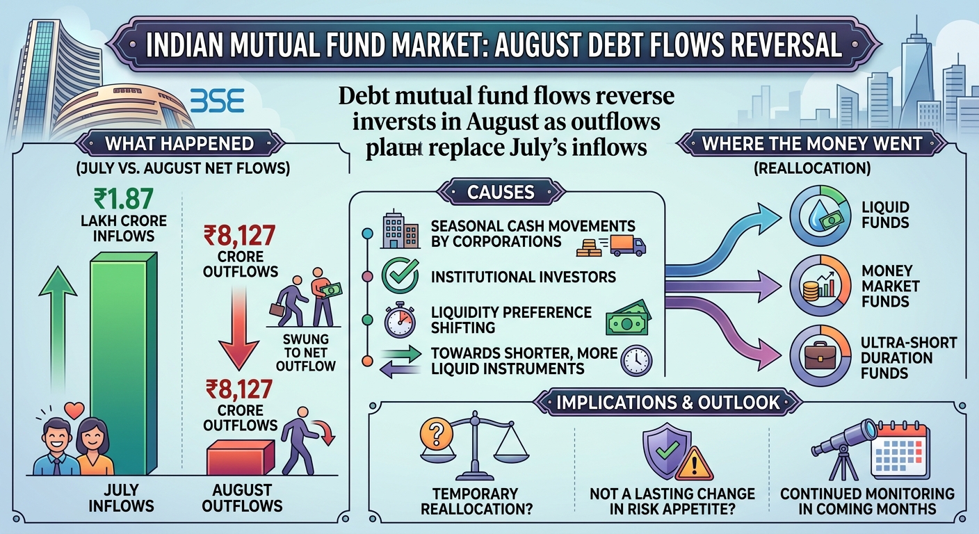 Debt mutual fund flows reverse in August as outflows replace July’s inflows