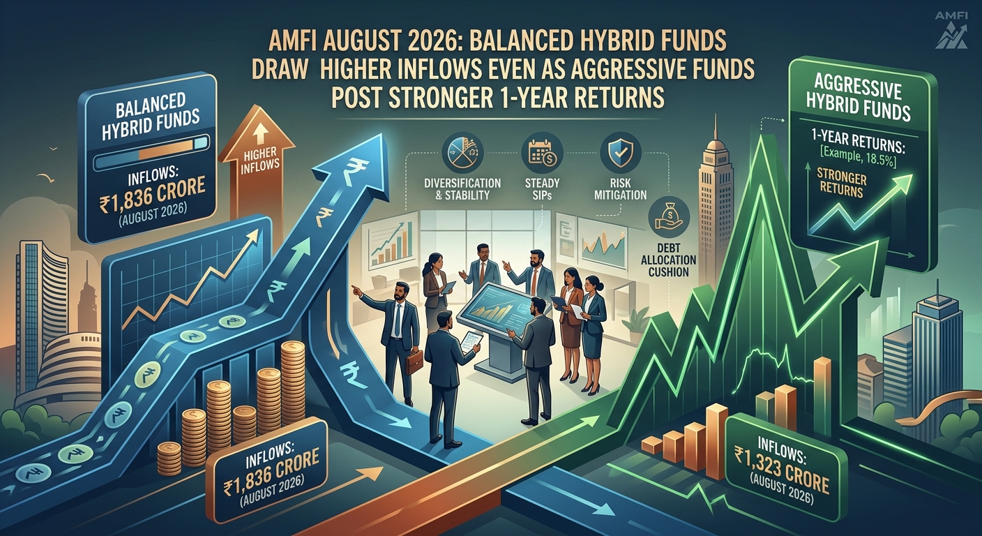 AMFI August 2026: Balanced Hybrid Funds Draw Higher Inflows Even as Aggressive Funds Post Stronger 1-Year Returns