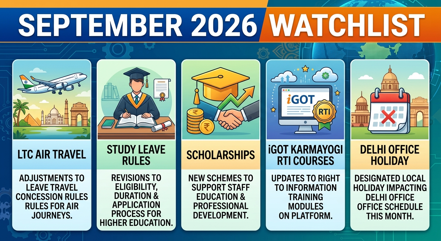 September 2026 Watchlist: Five updates for central government employees on LTC, study leave and more