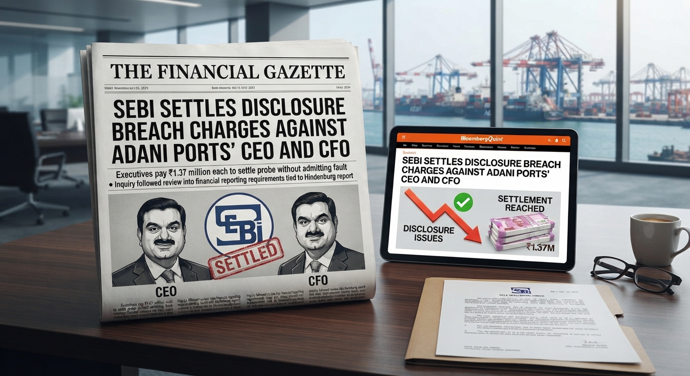 SEBI settles disclosure breach charges against Adani Ports' CEO and CFO; each pays ₹1.37 million