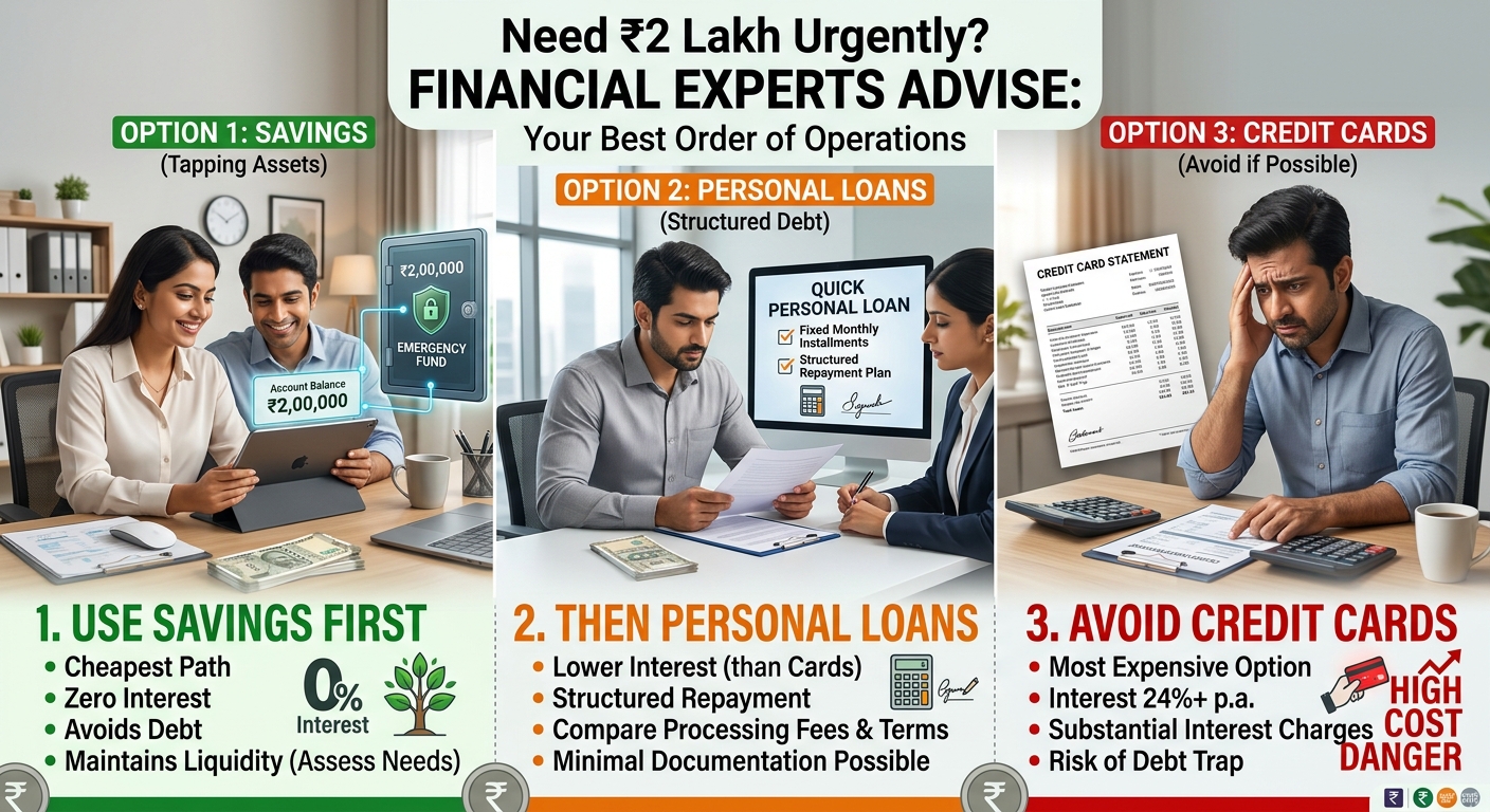 Need ₹2 Lakh Urgently? Savings First, Then Personal Loans Over Credit Cards, Experts Say